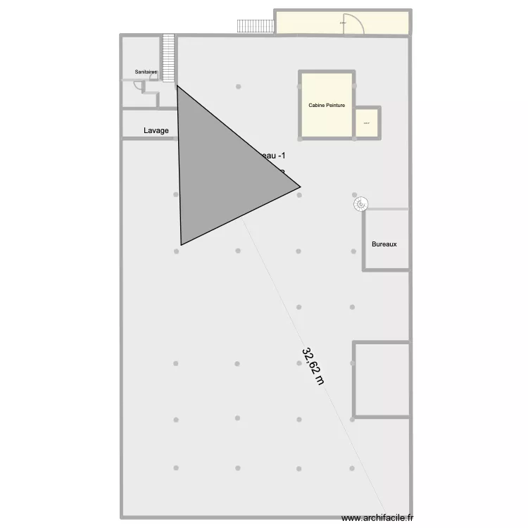 SEGAC niveau -1. Plan de 4  et 1368 m²