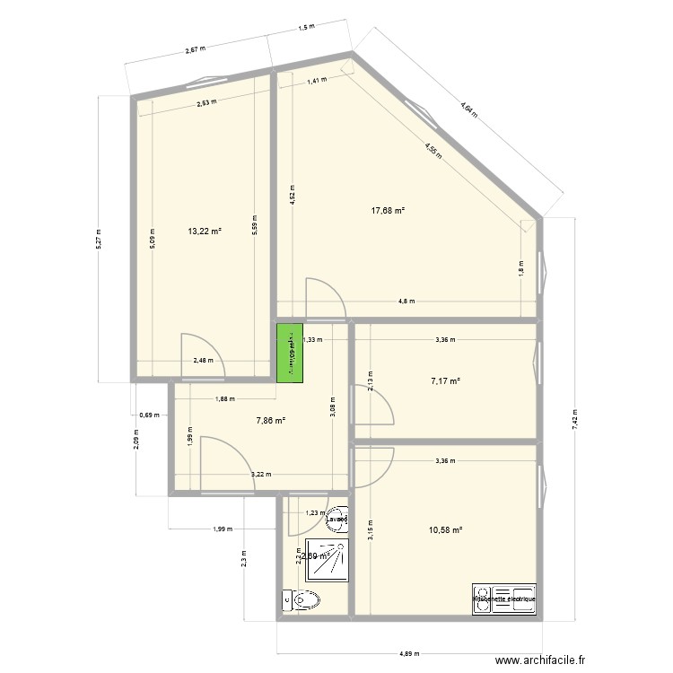 pointe rouge existant. Plan de 6 pièces et 59 m2