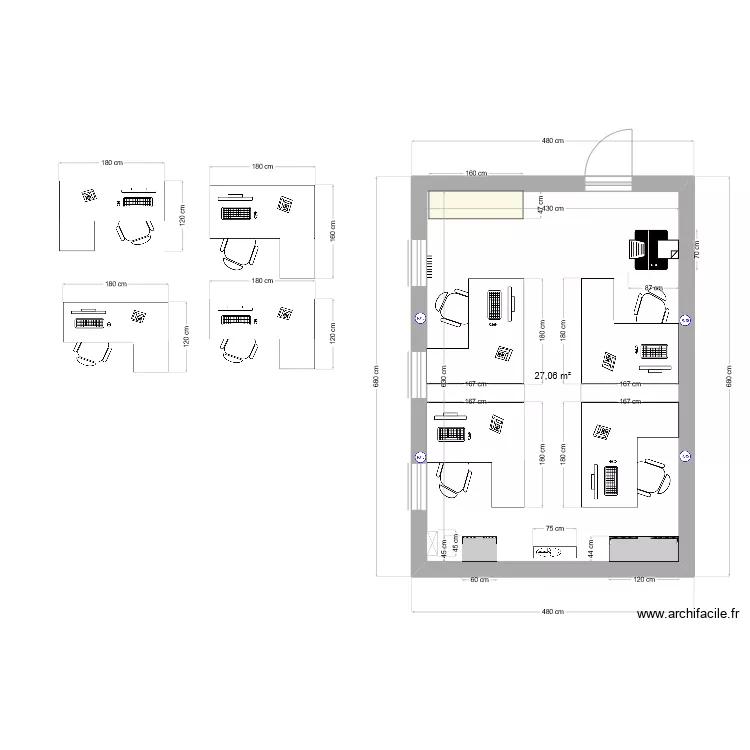 bureau exp&eacute; 2. Plan de 