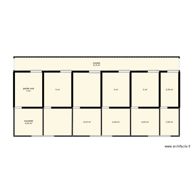 plan chenil avec container de 12 mètres. Plan de 11 pièces et 54 m2