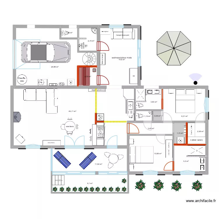 Allemagne r&eacute;novation module 2. Plan de 17  et 151 m²