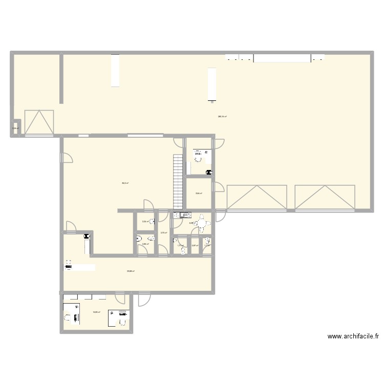 atelier. Plan de 13 pièces et 446 m2
