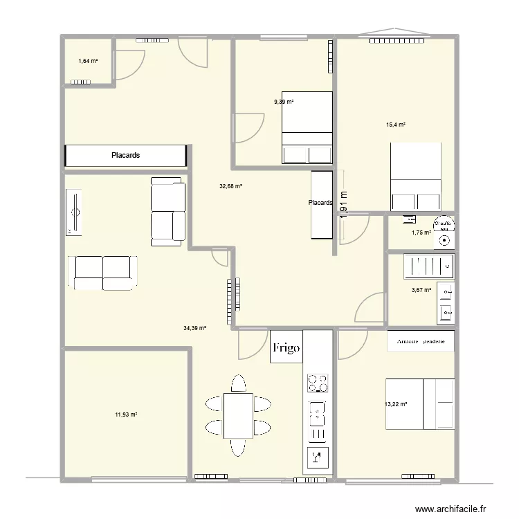 appart 4 chambres option2. Plan de 9 et 124 m² appart 4 chambres option2. Plan de 9 et 124 m²