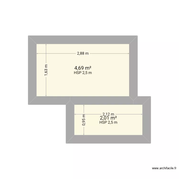 Appart n&deg;7. Plan de 2  et 7 m²