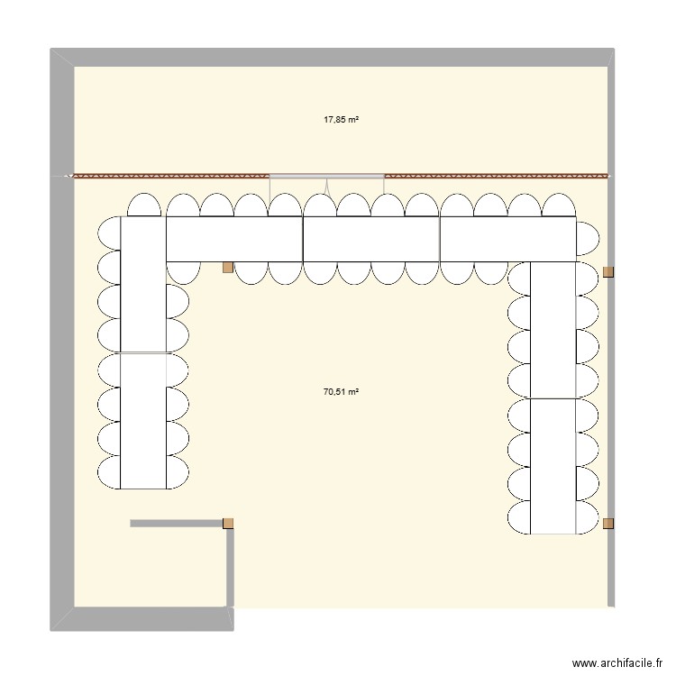 Halle Saint Maurice Thizouaille. Plan de 2 pièces et 88 m2