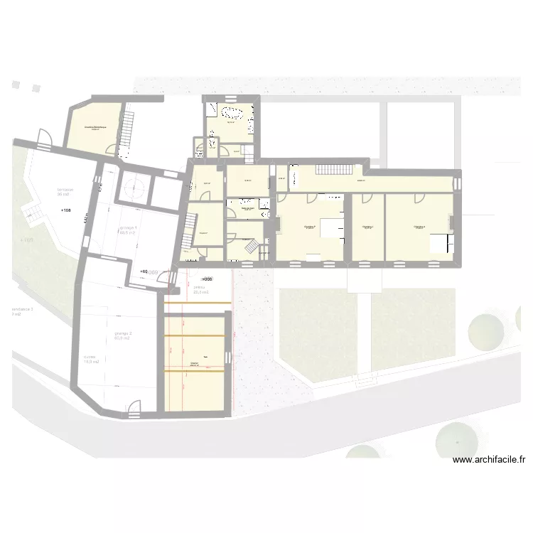metrage 1er &eacute;tage. Plan de 22  et 289 m²