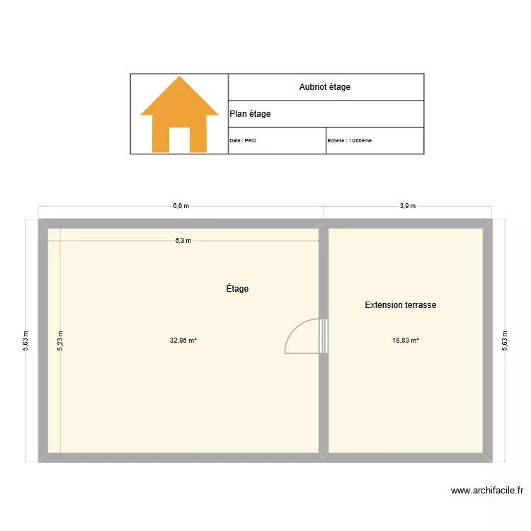 Aubriot &eacute;tage. Plan de 2  et 51 m²