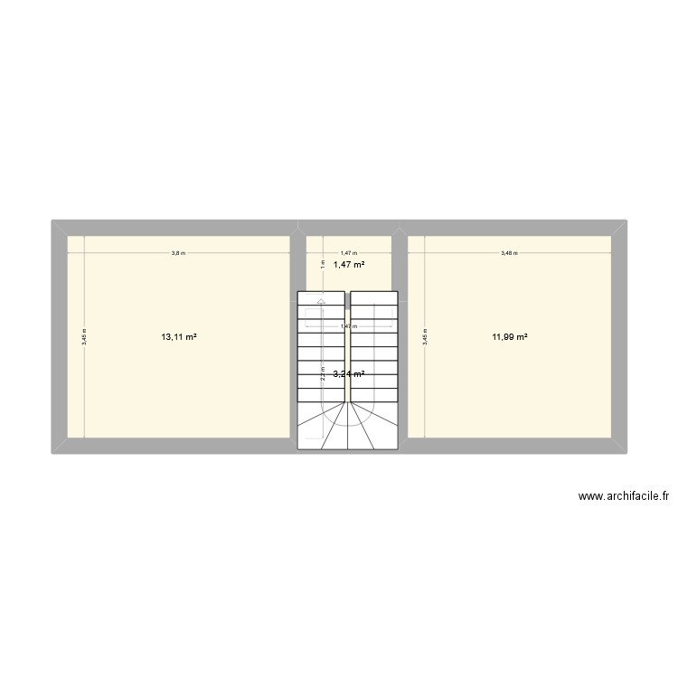etage 1. Plan de 4 pièces et 30 m2