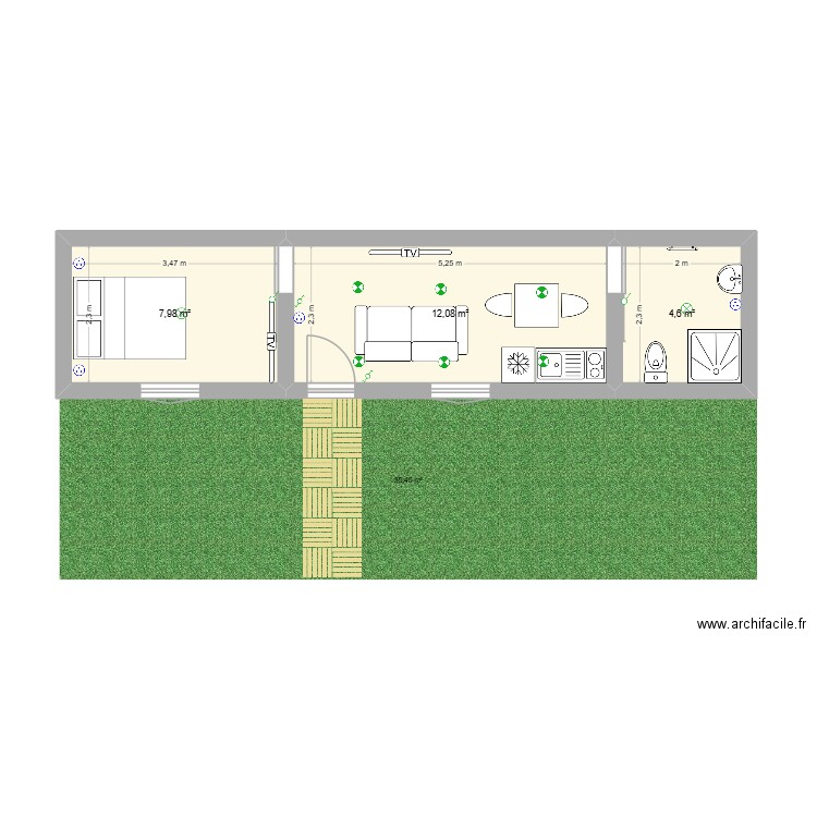 FANTA MAISON 2. Plan de 3 pièces et 25 m2