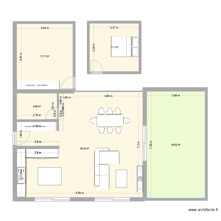 Maison 3. Plan de 5 pièces et 118 m2