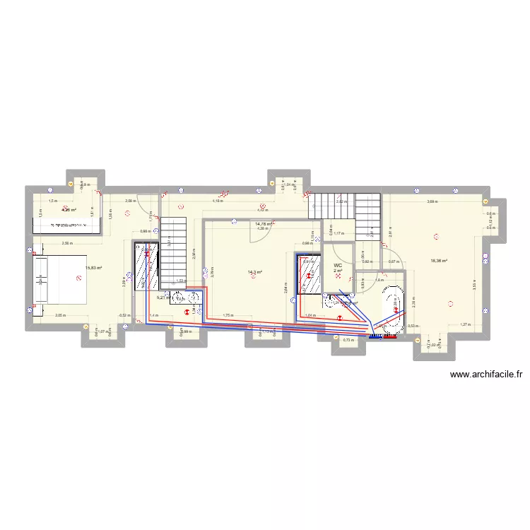 Etage Torc&eacute; Eau. Plan de 