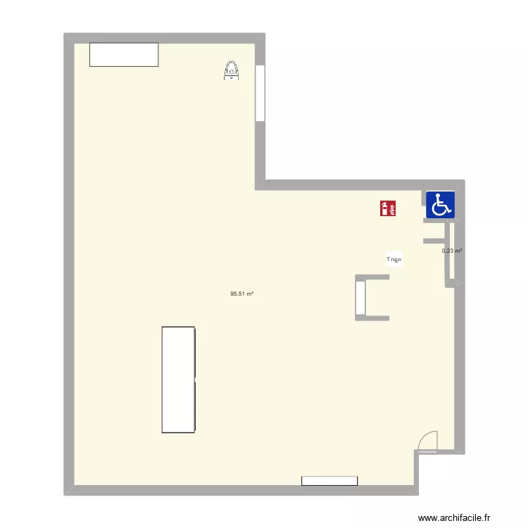 salon. Plan de 2 pièces et 96 m²