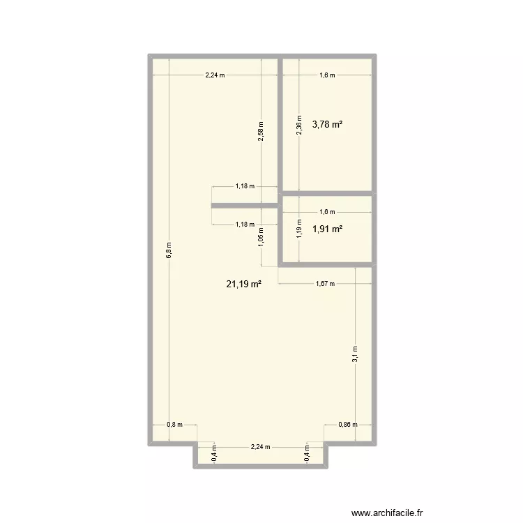 METEE Thierry. Plan de 3  et 27 m²