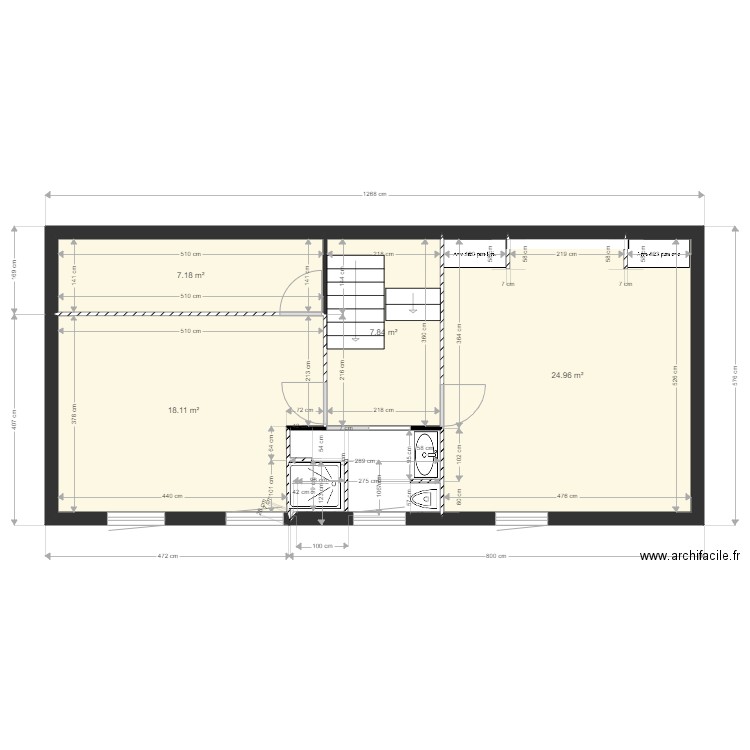 etage plou 2. Plan de 4 pièces et 58 m2