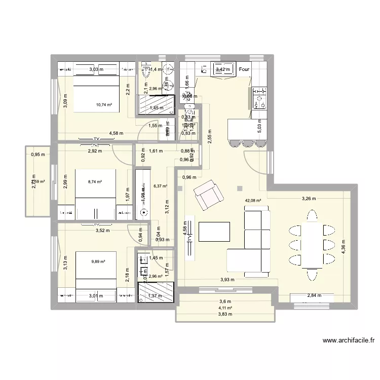 Megeve Grande Fontaine Am&eacute;nagement. Plan de 10  et 91 m²