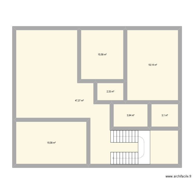 1er etage. Plan de 7 pièces et 101 m2