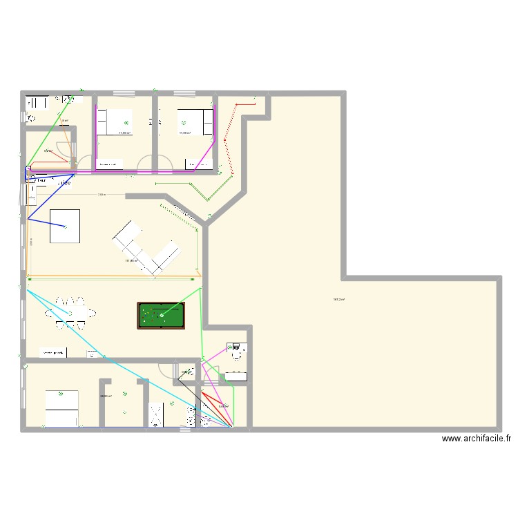 Bat elec 4. Plan de 9 pièces et 352 m2