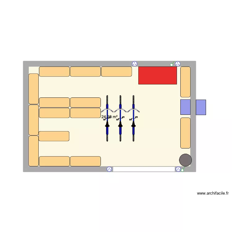 Garage 2. Plan de 1  et 24 m²