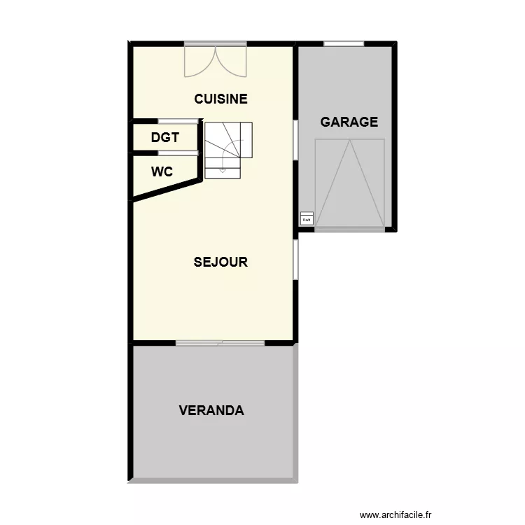 DUPIN RDC. Plan de 5  et 44 m²