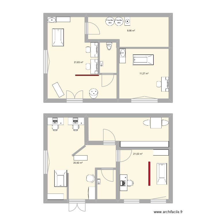 plan mesure exact. Plan de 5 pièces et 85 m2