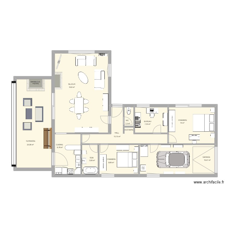 PLAIN-PIED TONGRINNE. Plan de 10 pièces et 135 m2