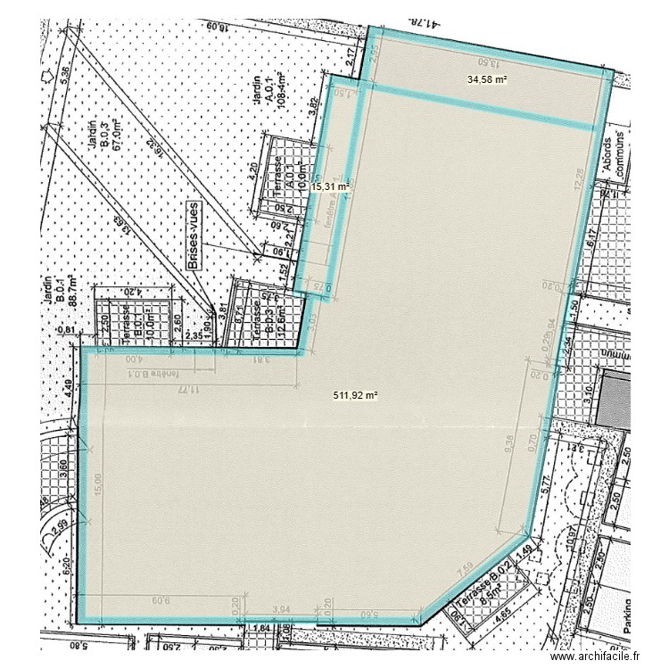 122364-mesures. Plan de 3 pièces et 562 m2