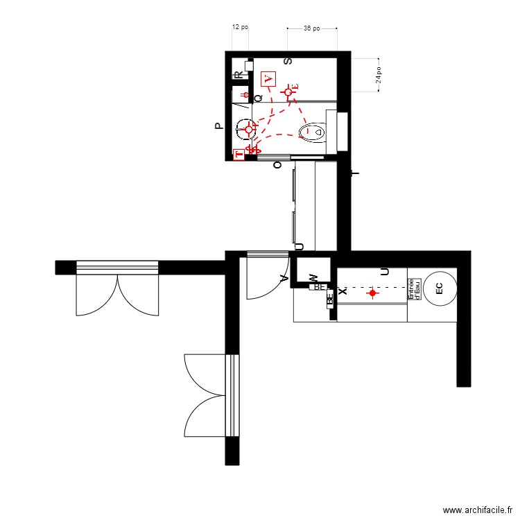 St-Pierre plan3 électrique. Plan de 1 pièce et 3 m2