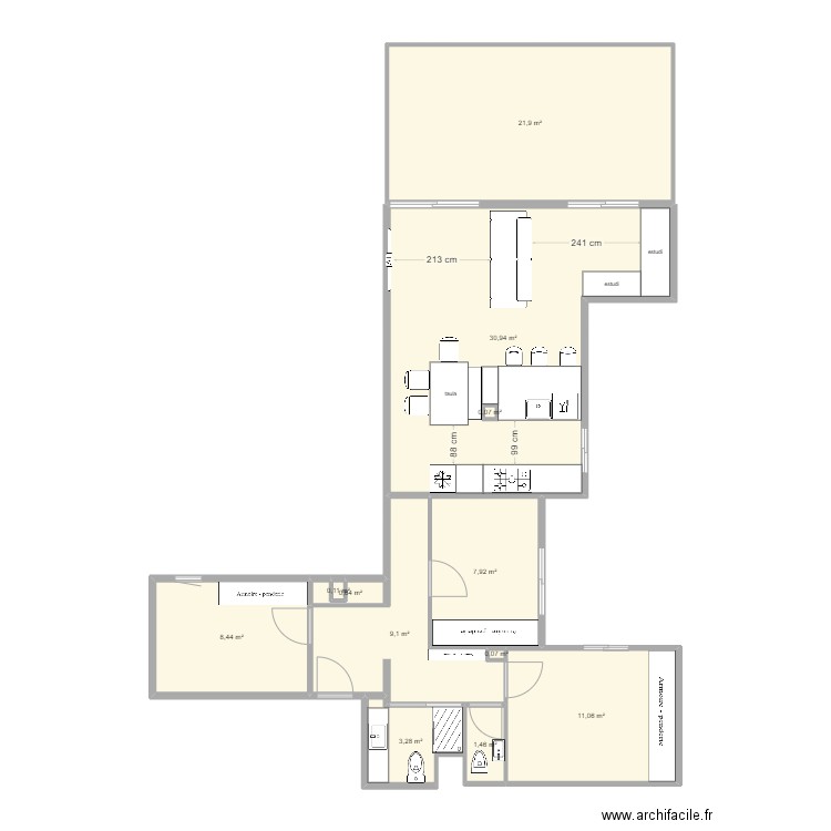 Reforma x5. Plan de 11 pièces et 95 m2