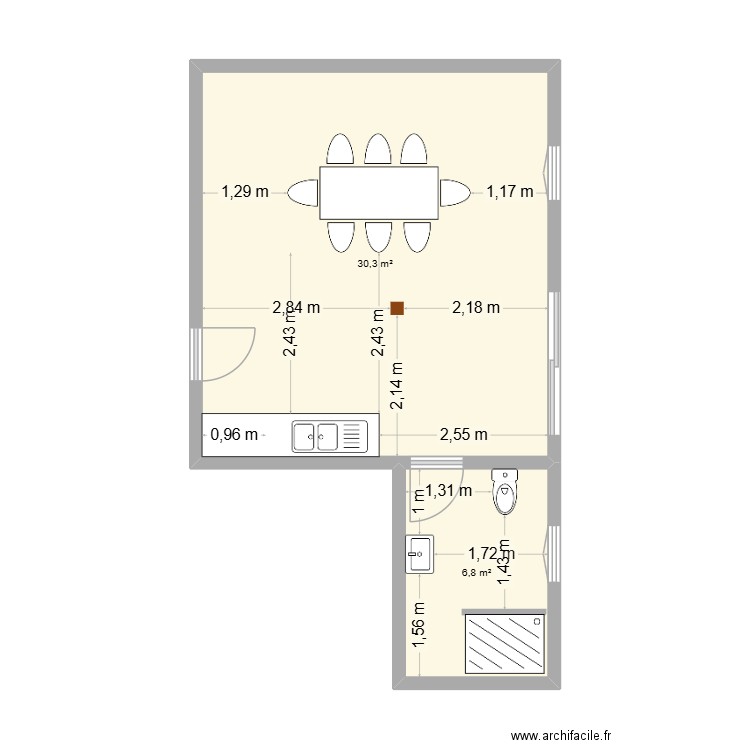 plan tenne. Plan de 2 pièces et 37 m2