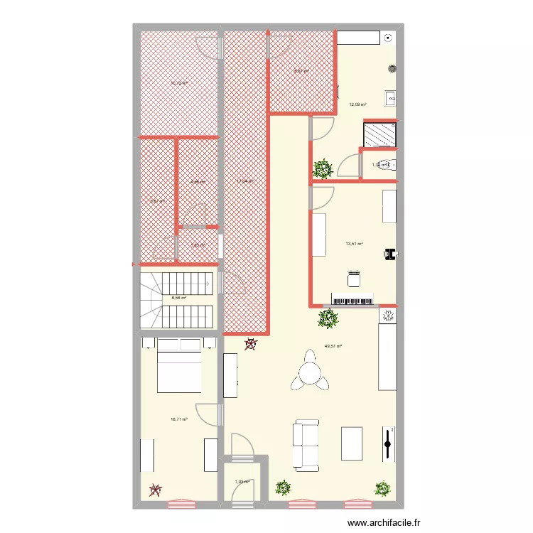 local com bagnols kdn4. Plan de 13  et 148 m²
