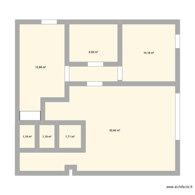 Maison 1. Plan de 7 pièces et 68 m2