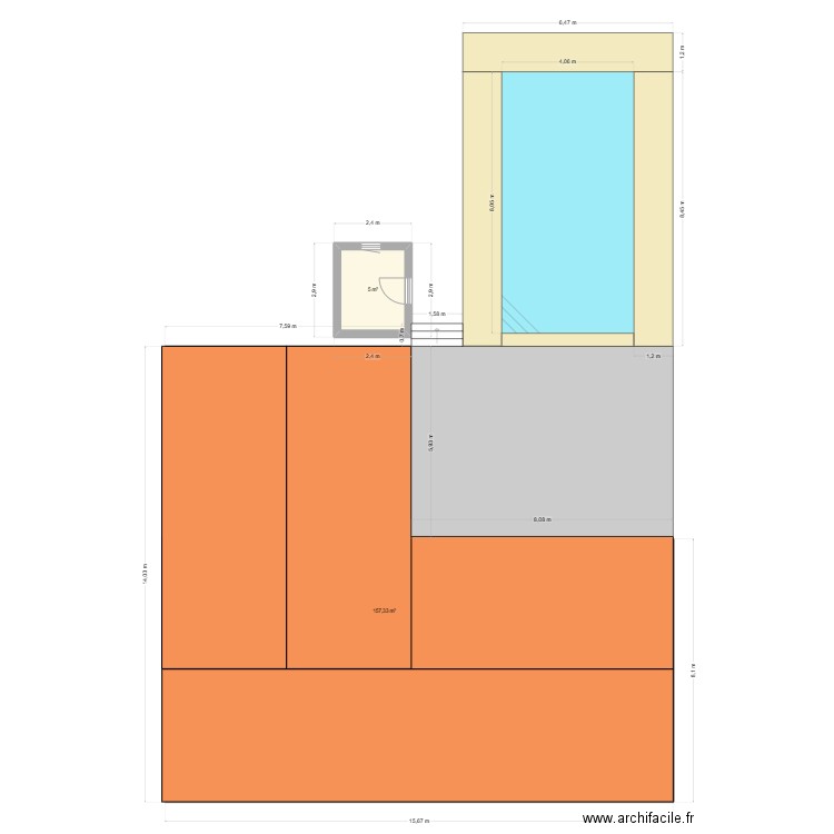 plan piscine. Plan de 2 pièces et 162 m2