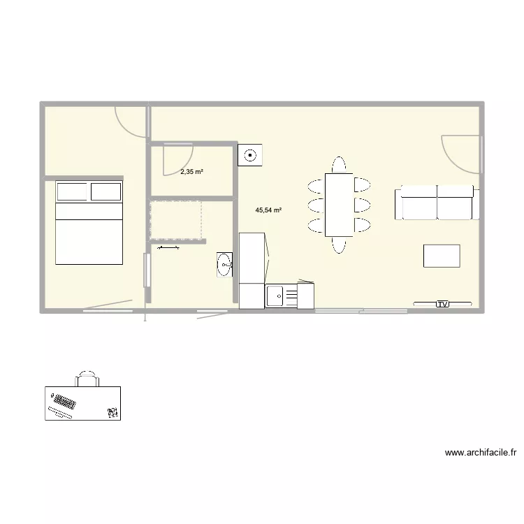 Appart 50m2 Pouilley-les-Vignes. Plan de 