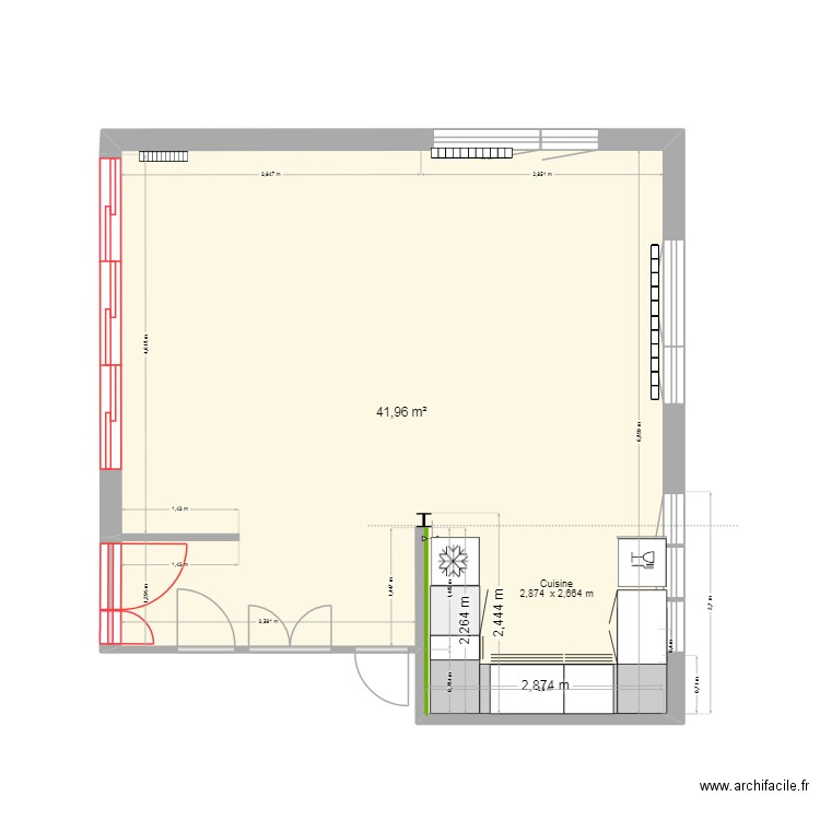 Notre maison - cuisine meublé. Plan de 7 pièces et 121 m2