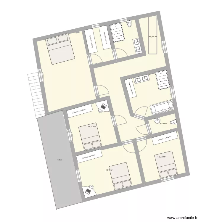 maison. Plan de 9 Pièces et 147 m²