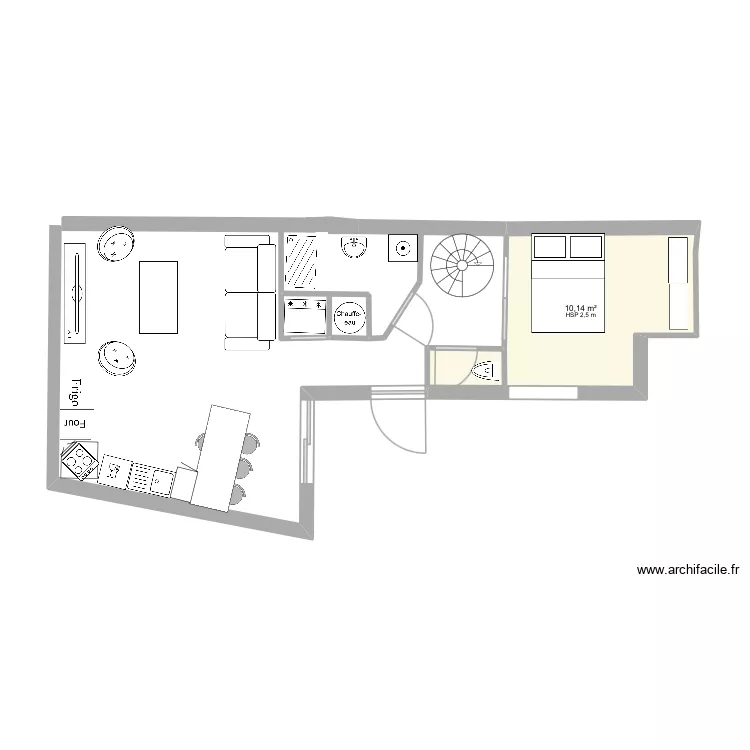 Rez de chauss&eacute; 3. Plan de 1  et 10 m²