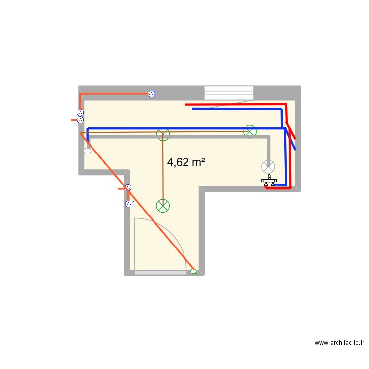 Salle de bain haut 2. Plan de 1 pièce et 5 m2