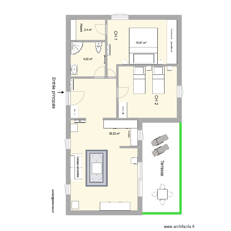ANNEXE ENTRANCE OF THE VILLA. Plan de 4 pièces et 54 m2