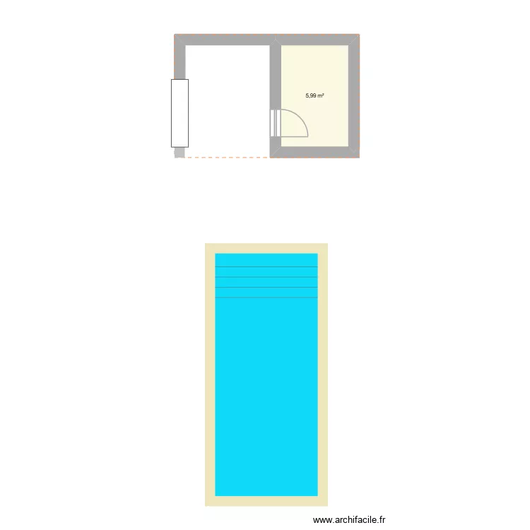 piscine Alicia 3d. Plan de 1  et 6 m²