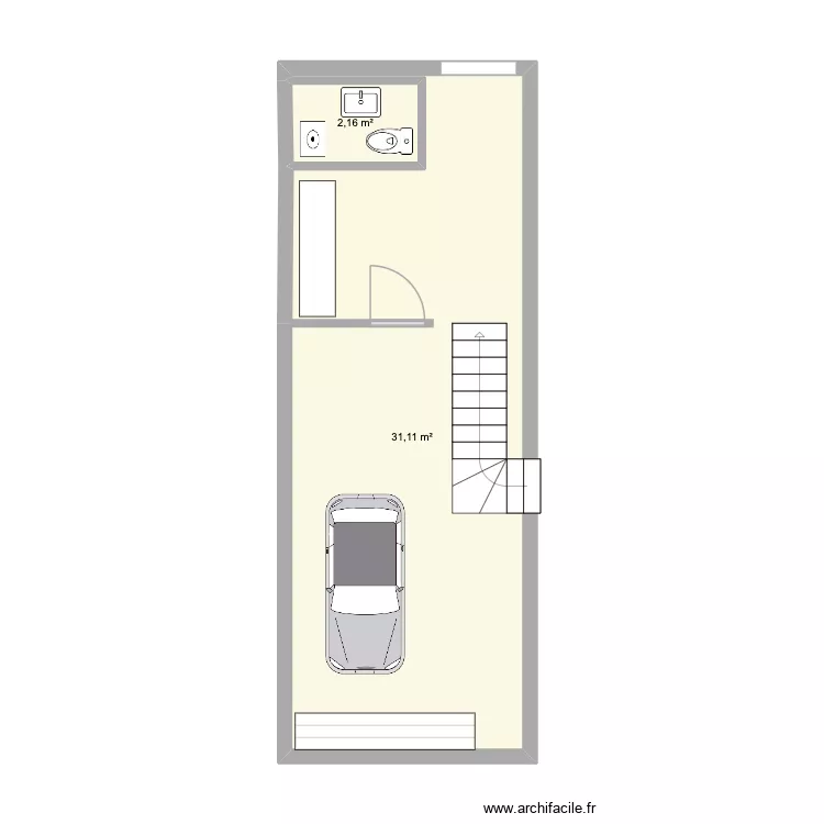 Entr&eacute;e - Garage. Plan de 2  et 33 m²