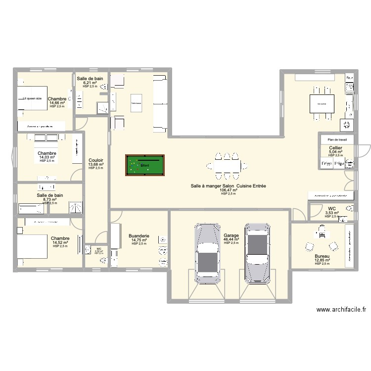 PLAN DEFINITIF 2 ESSAI. Plan de 13 pièces et 263 m2