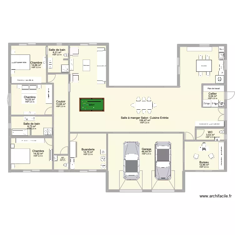 PLAN DEFINITIF 2 ESSAI. Plan de 13 pièces et 263 m²