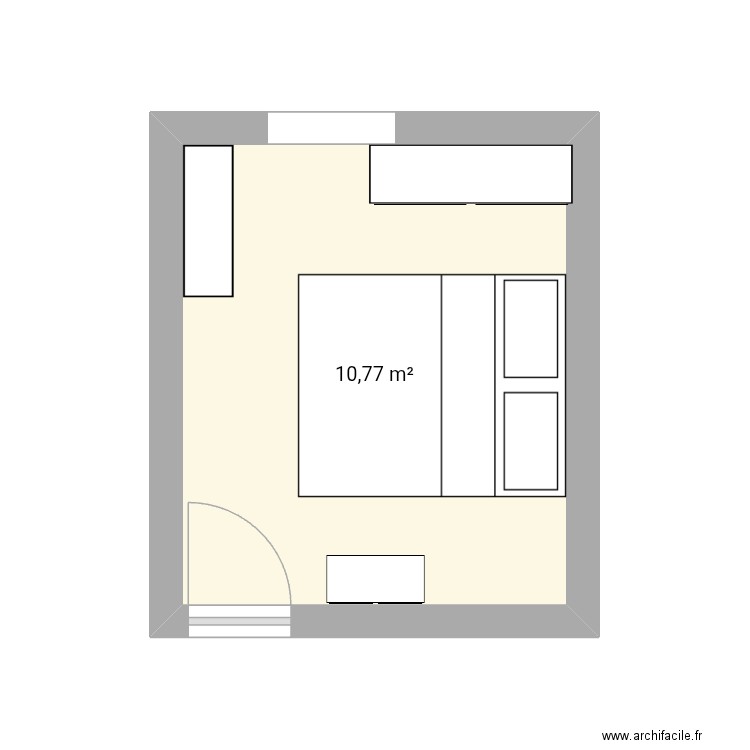 Chambre au dimension. Plan de 1 pièce et 11 m2
