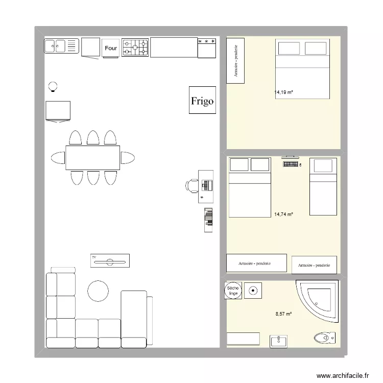 PROJET 1. Plan de 3  et 38 m²