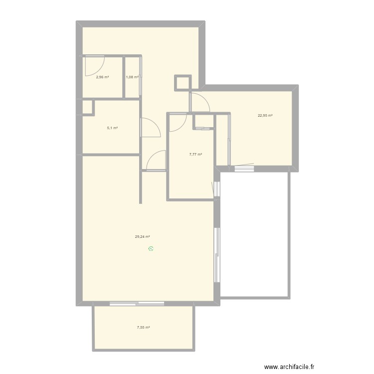 Les Cordettes. Plan de 9 pièces et 77 m2