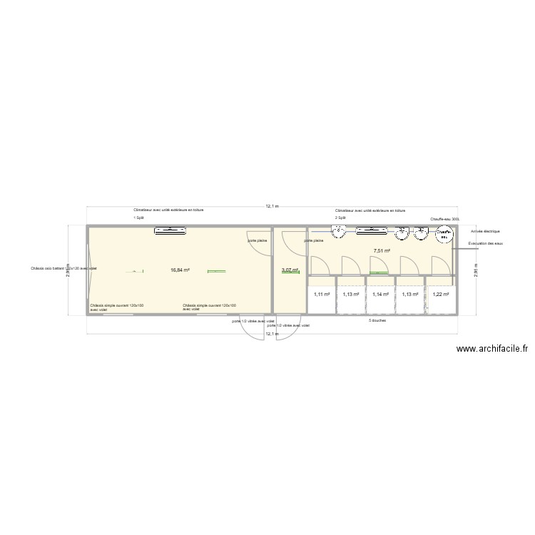 Jodogne. Plan de 8 pièces et 33 m2