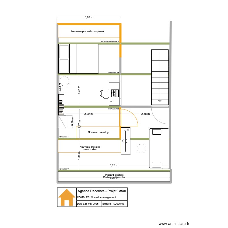 Plan2D_LAFON_COMBLES. Plan de 1 pièce et 2 m2