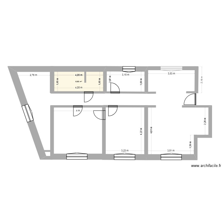 APP 3. Plan de 2 pièces et 17 m2