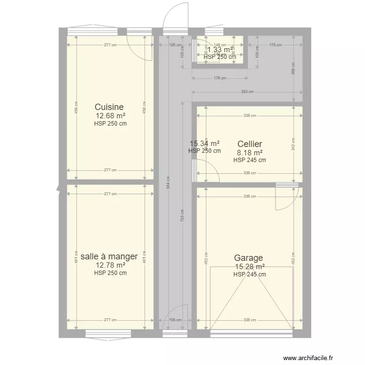 Muret 82 bis RDC V1. Plan de 6 Pièces et 66 m²
