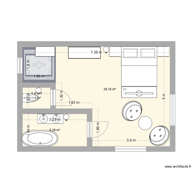 chambre. Plan de 0 pièce et 0 m2